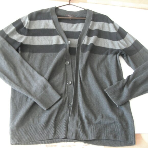 Refectory London Men Gray Black Knit Sweater Size XL 100% Cotton - Picture 3 of 7